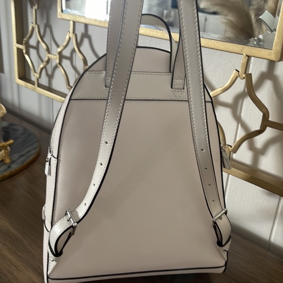 Michael Kors Rhea White/Silver Medium Leather Backpack - Picture 9 of 14